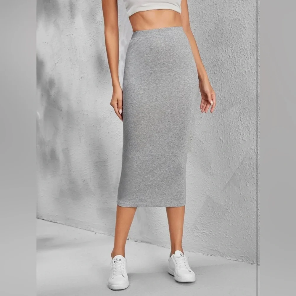 Roxy new with tags ribbed Solid Pencil Skirt size M grey - Picture 3 of 9